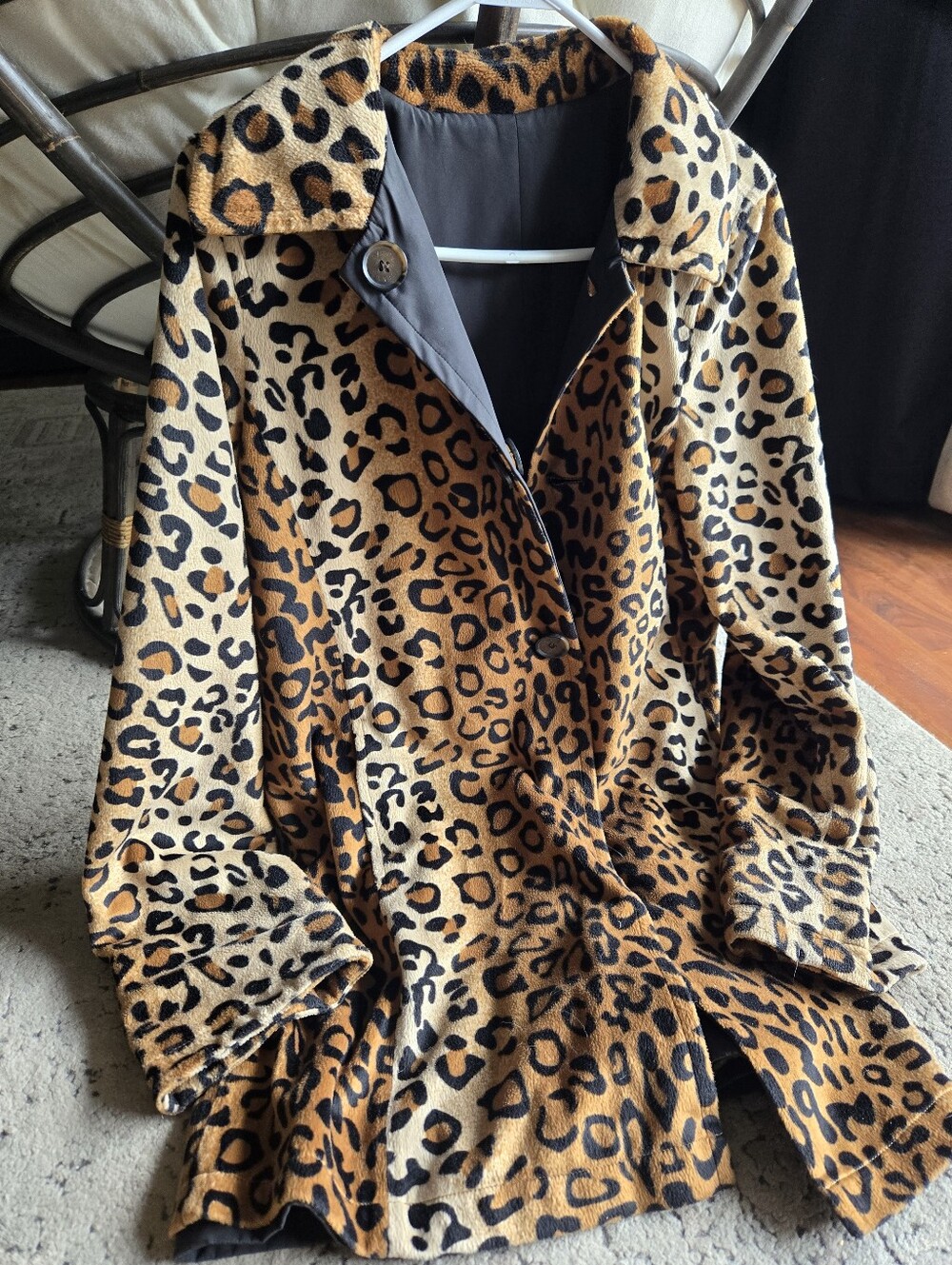 Vintage Dennis Basso Leopard Print Reversible Jacket